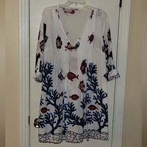 Soft Surroundings Seychelles Fish Print & Reef Dress